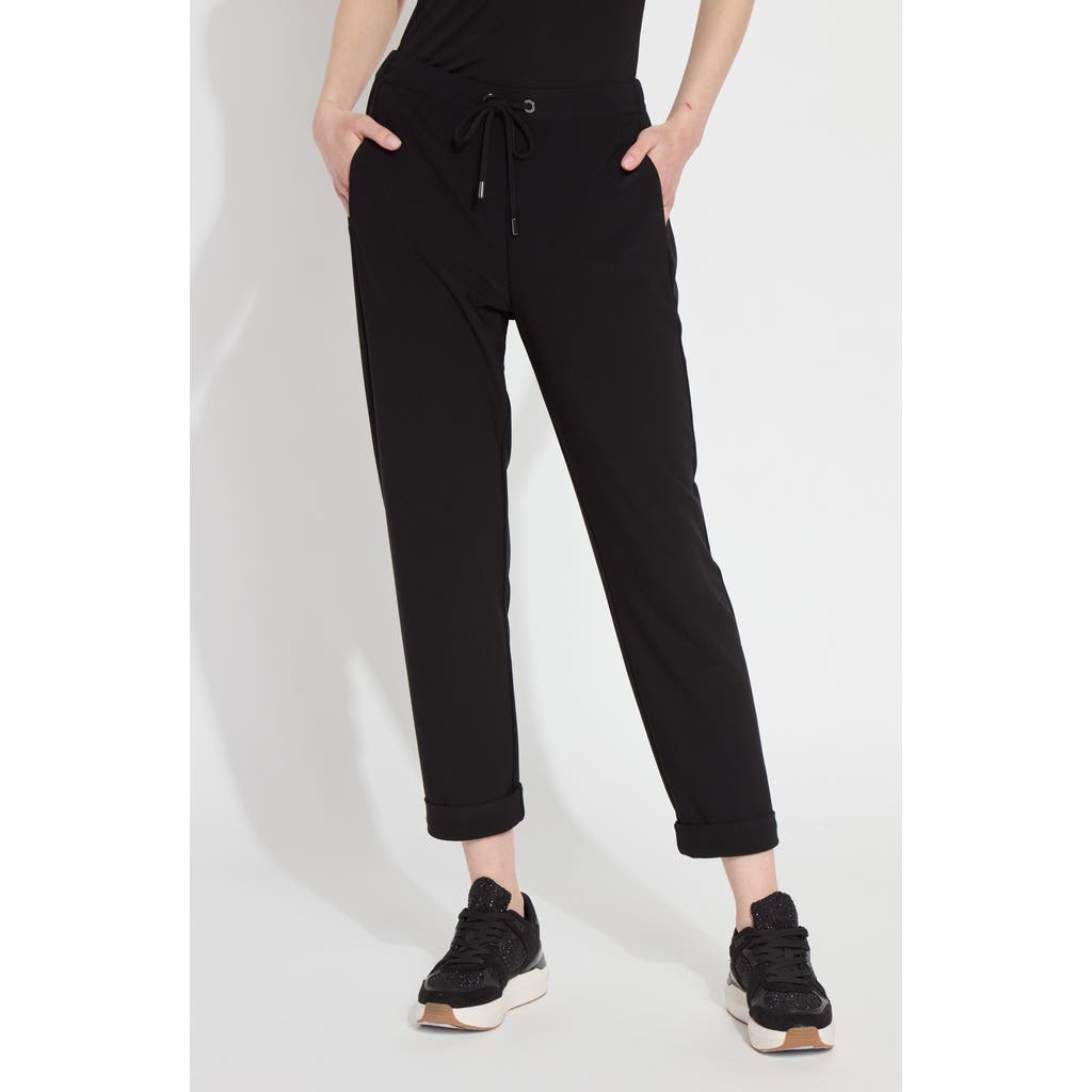 Lyssé Lysse Julia Cuffed Stretch Crepe Ankle Drawstring Pants In Black