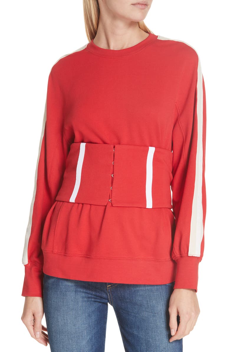 Simkhai Jonathan Simkhai Corset Sweatshirt, Main, color, 