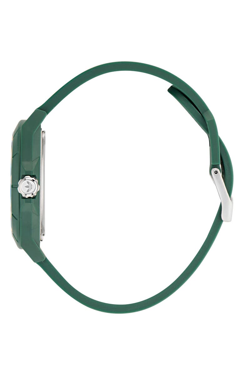 adidas AO Street Project 4 Green Logo Tread Dial Resin Strap Watch, 41mm, Alternate, color, Green