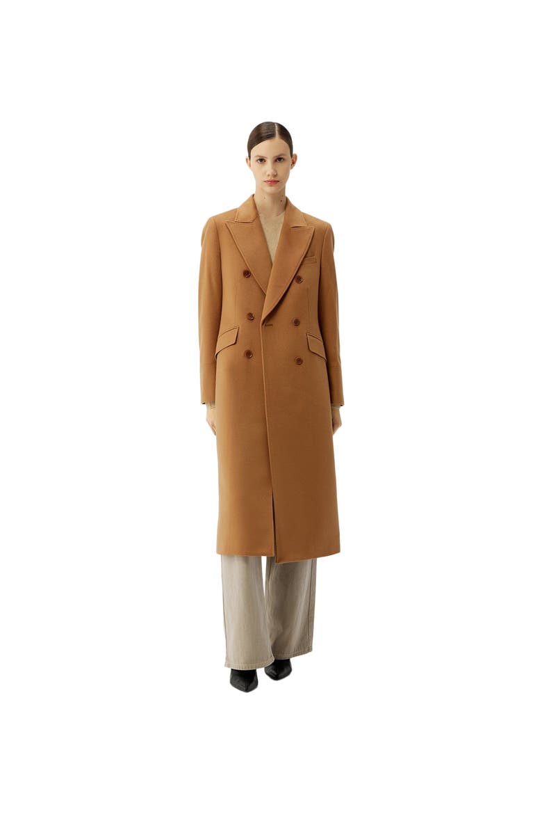 Cashmere Peak Lapel Long Coat, Alternate, color, camel