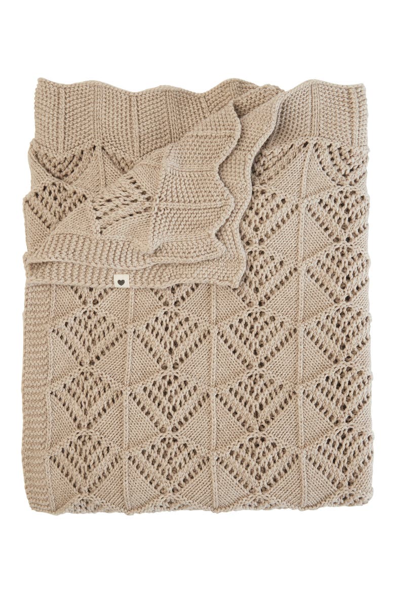 Organic Cotton Wavy Knit Baby Blanket, Main, color, VANILLA
