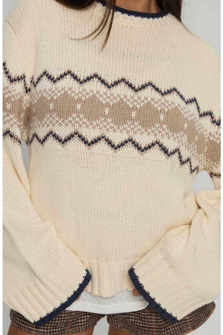 Madalynn Oversize Cotton Blend Jacquard Sweater, Alternate, color, BEIGE