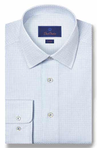 Trim Fit Microgrid Cotton Dobby Dress Shirt