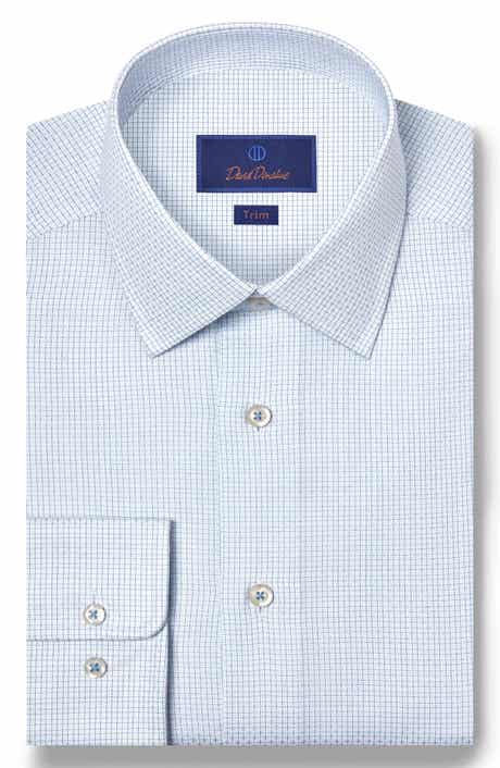 Trim Fit Microgrid Cotton Dobby Dress Shirt