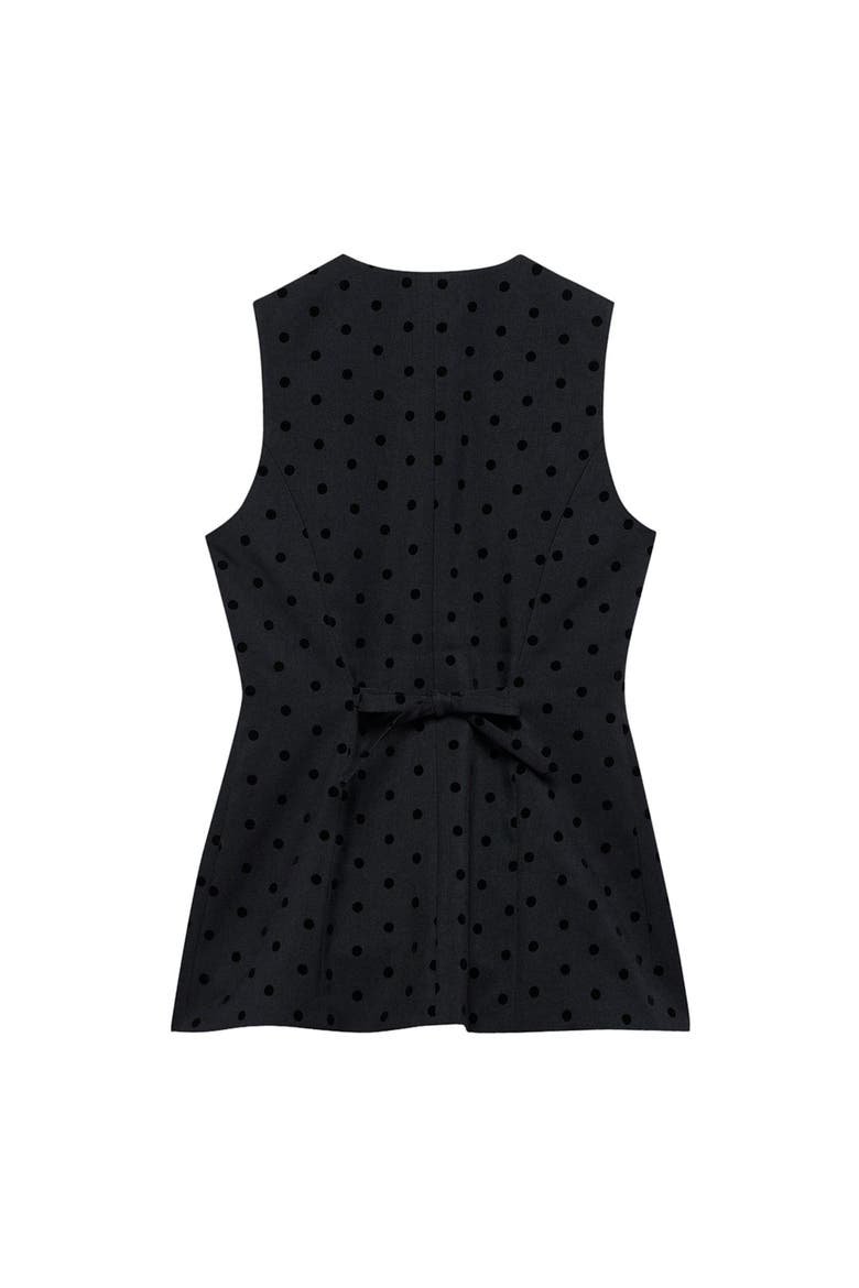 Polka Dot Longline Waistcoat, Alternate, color, Blue
