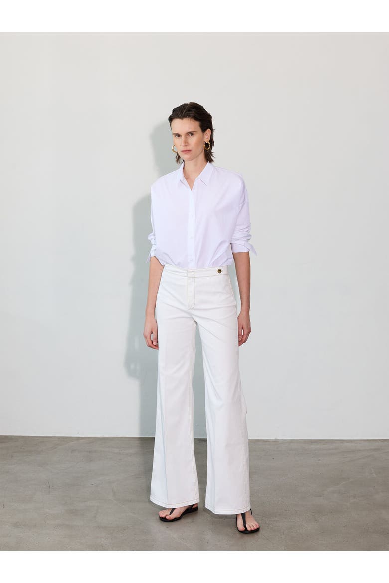 Jane Cotton Stretch Flare Trouser, Alternate, color, White