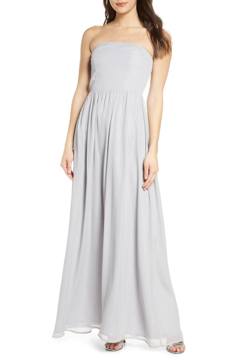 WAYF The Harlet Convertible Metallic Chiffon A-Line Gown, Main, color,