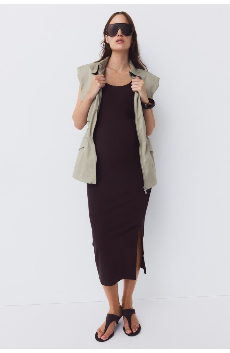 H&M Mama Ribbed Jersey Dress, Alternate, color, Dark Brown