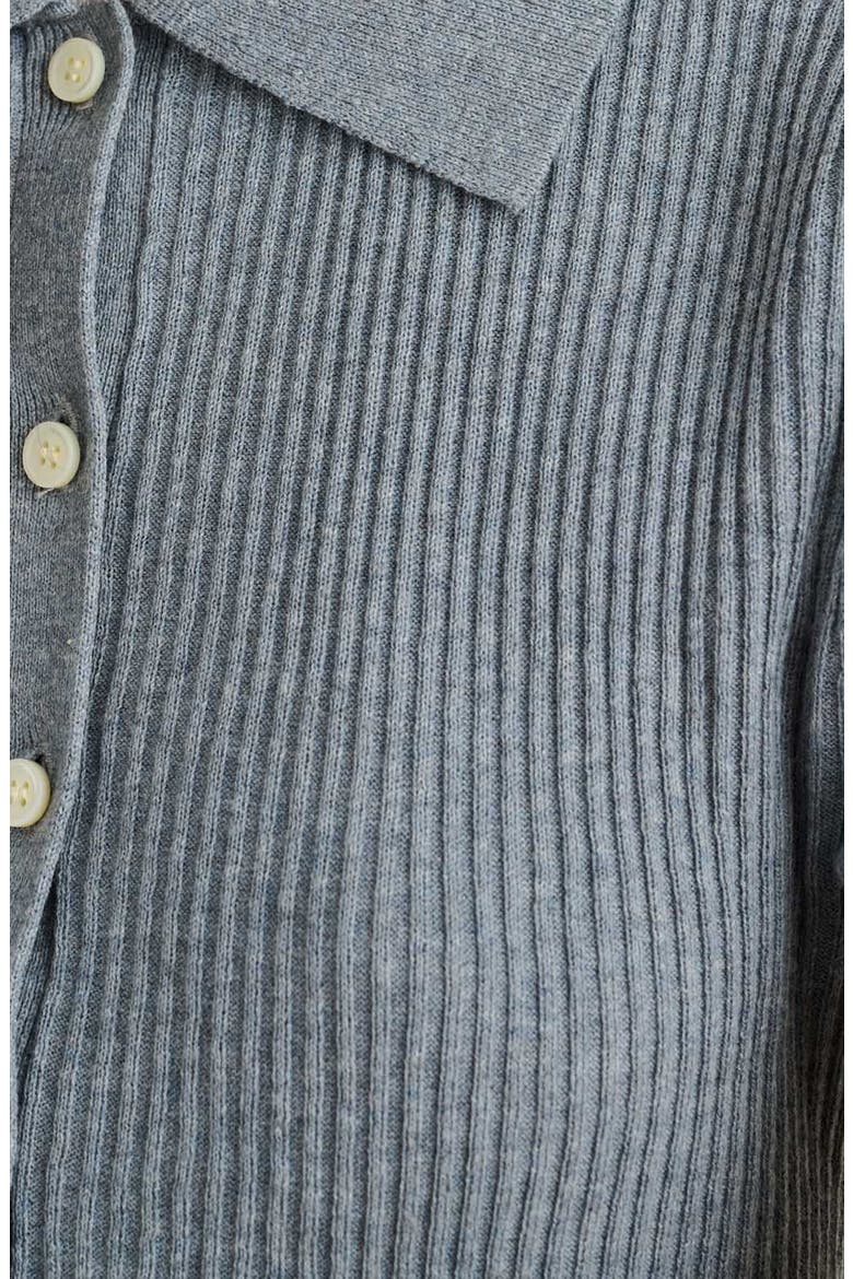 Suzanne Ribbed Button Front Polo, Alternate, color, GREY