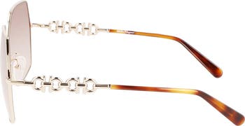 Gancini 61mm Gradient Rectangular Sunglasses