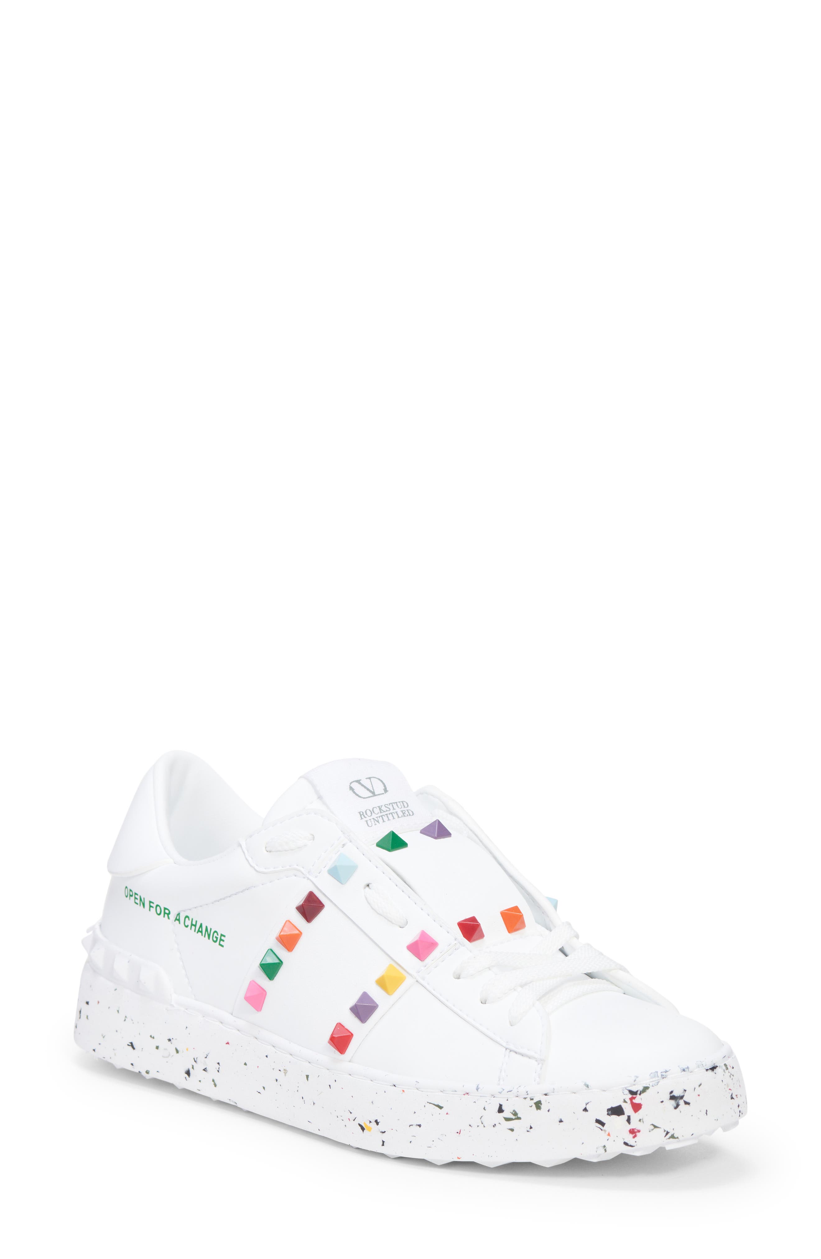 Valentino Garavani Valentino Open For a Change Rainbow Studded Sneaker, Main, color, 