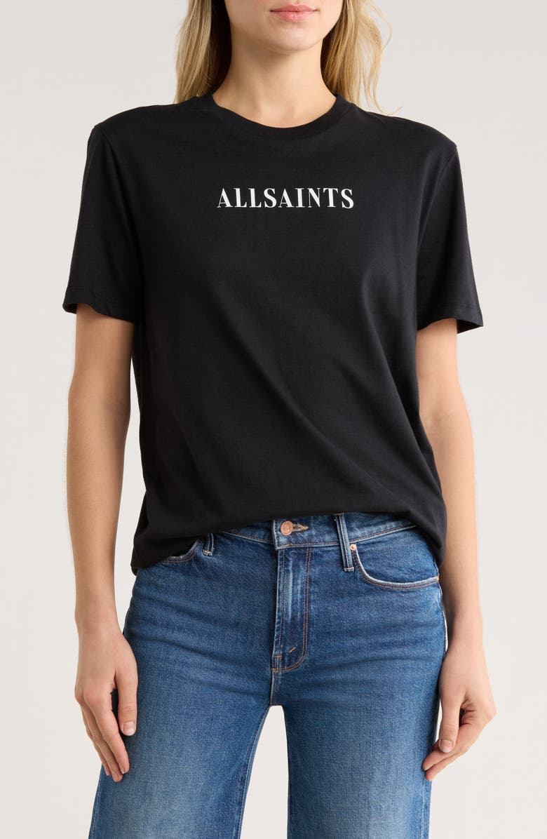 AllSaints Sereni Logo Graphic T-Shirt, Main, color, Black