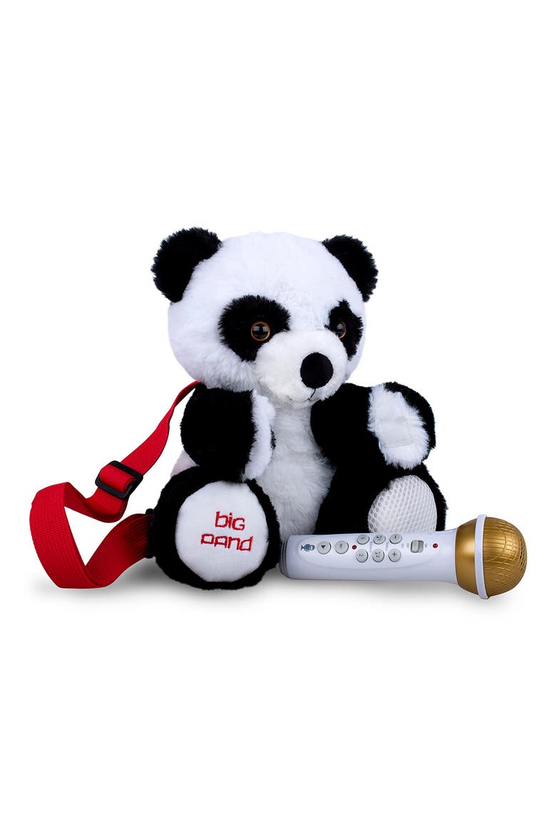 Plush Panda Bear Toy with Sing Along Microphone, Alternate, color, BLACK AND PINK