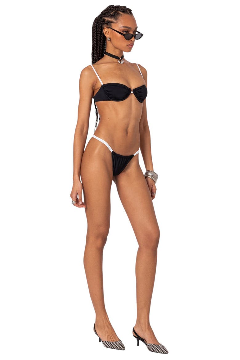 Leanna Contrast String Bikini Bottom, Alternate, color, BLACK-AND-WHITE