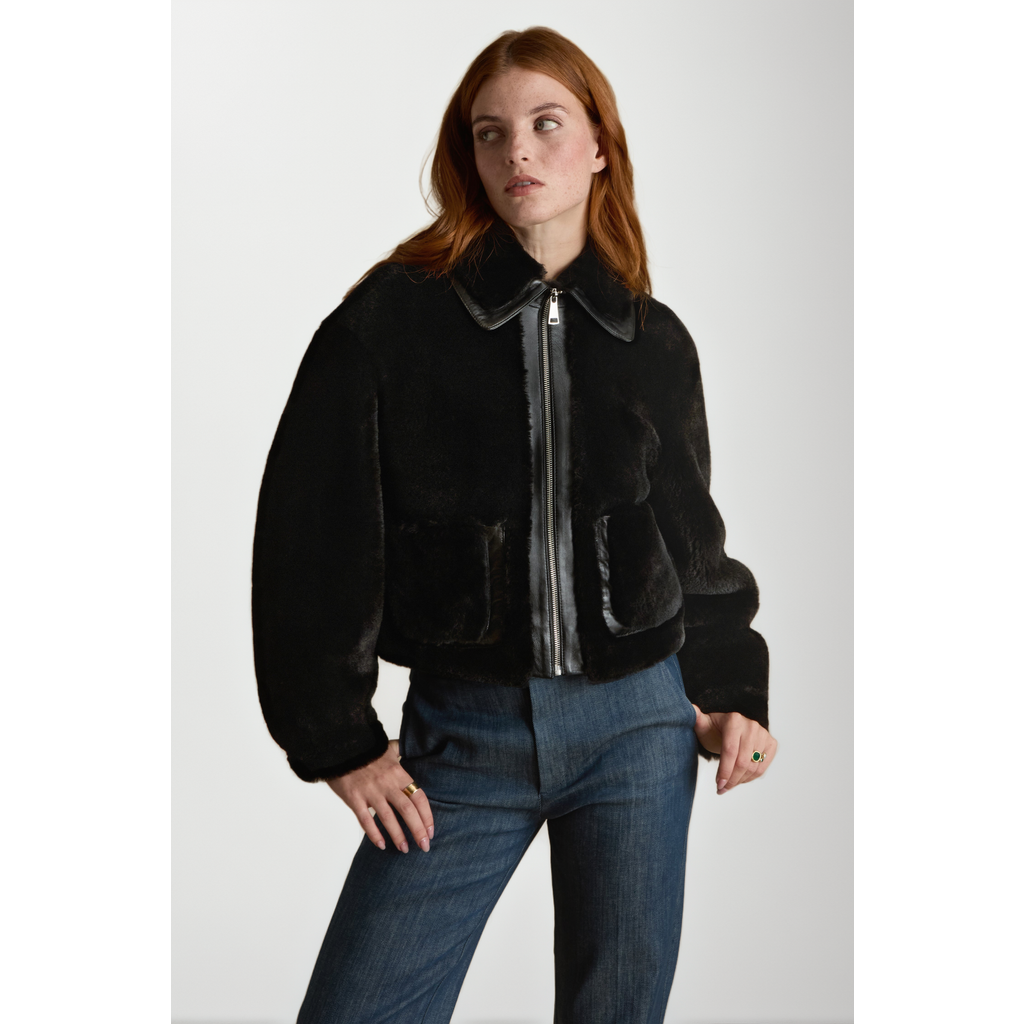 Furniq Uk Llc Lila Shearling Jacket In Black