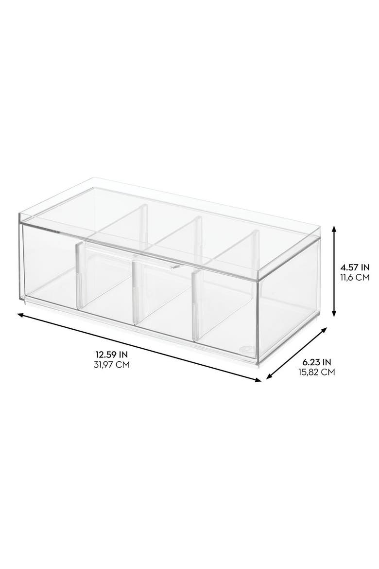 Set of 4 Stackable 4-Section Tea Storage Drawers - Clear, Alternate, color, Clear