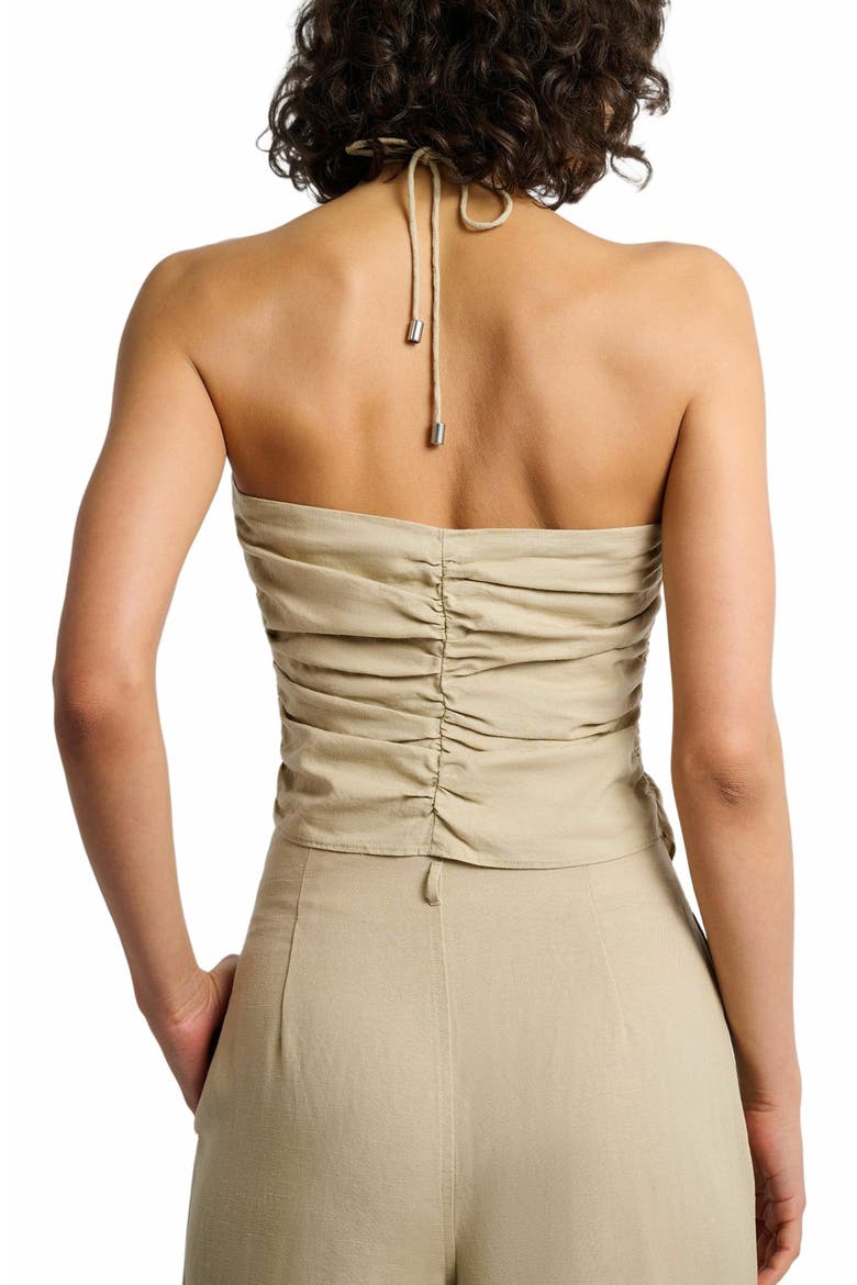 Air Linen Asymmetrical Halter Top, Alternate, color, JUTE