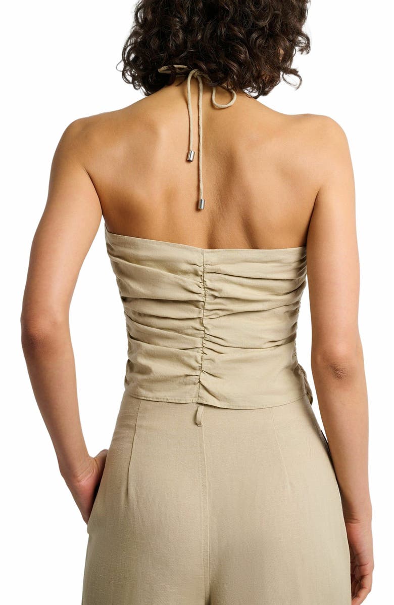 Onia Air Linen Asymmetrical Halter Top, Alternate, color, Jute