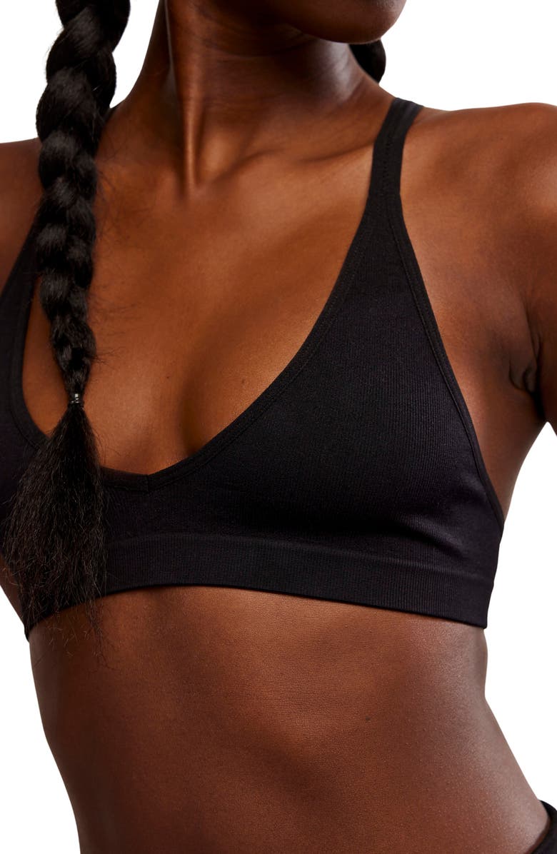 Free People Strappy Back Rib Bra, Alternate, color, Black