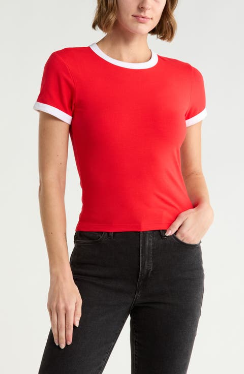 Stretch Cotton Crop Ringer T-Shirt