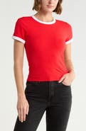 Good American Stretch Cotton Crop Ringer T-Shirt