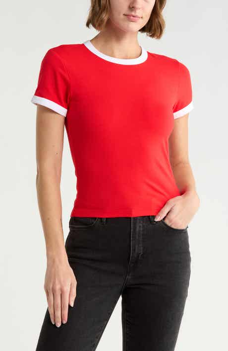 Stretch Cotton Crop Ringer T-Shirt