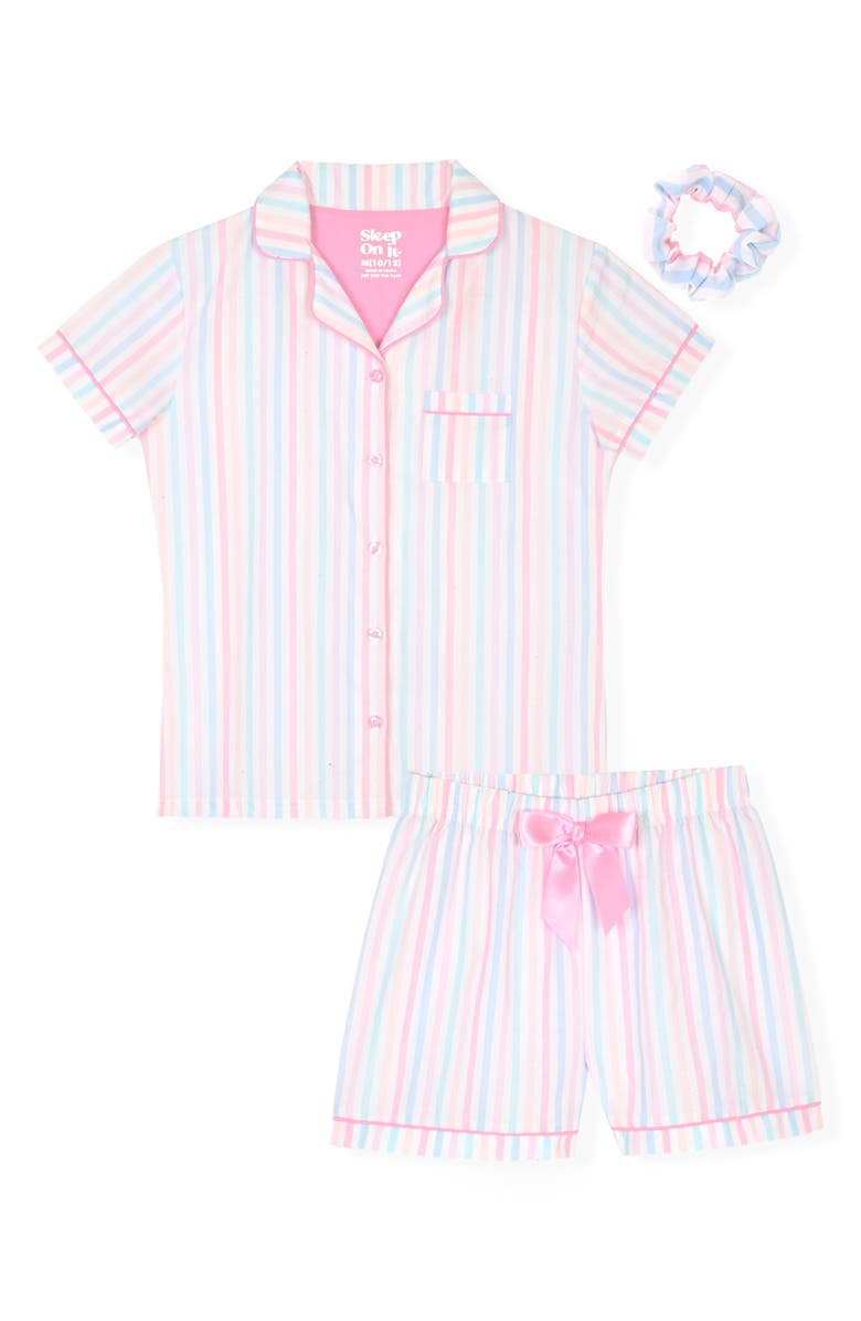 SLEEP ON IT Kids' Stripe Two-Piece Pajamas & Scrunchie Set, Main, color, 