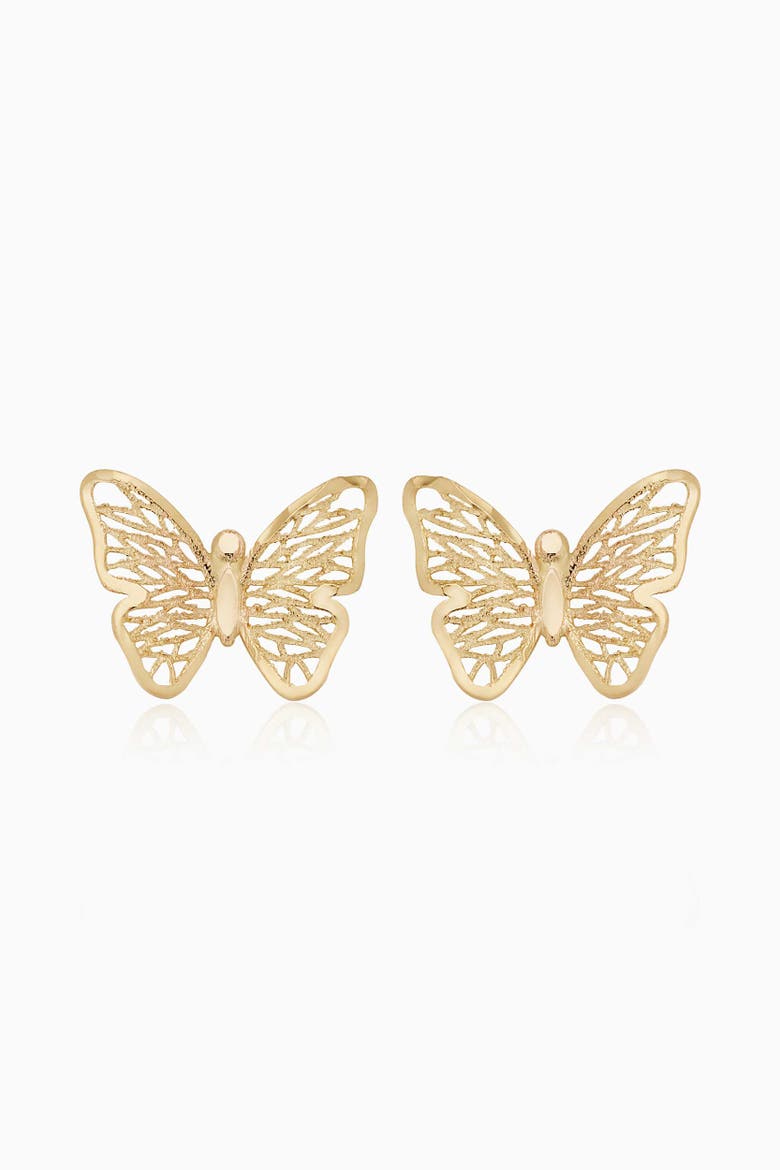 14K Yellow Gold Social Butterfly Studs, Main, color, Yellow Gold