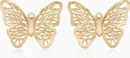 Oradina 14K Yellow Gold Social Butterfly Studs