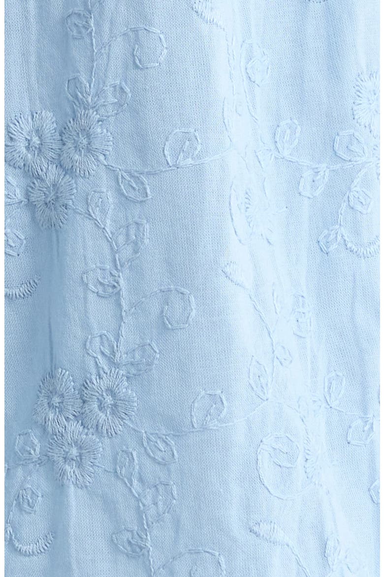 Marcy Floral Ruffle Trim Split Neck Top, Alternate, color, LT-BLUE