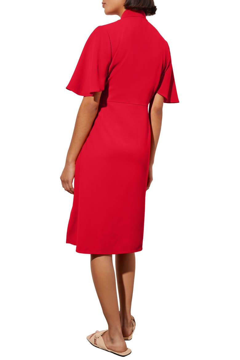 Butterfly Sleeve Crêpe de Chine Wrap Dress, Alternate, color, POPPY RED