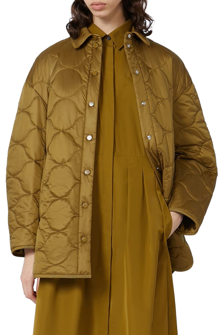Zante Nylon Quilted Coat, Alternate, color, OLIVE GREEN