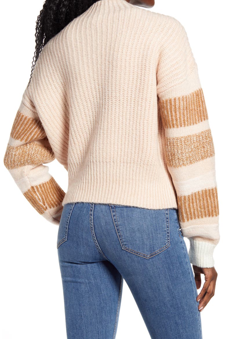 Stripe Crewneck Sweater, Alternate, color, BEIGE MULTI