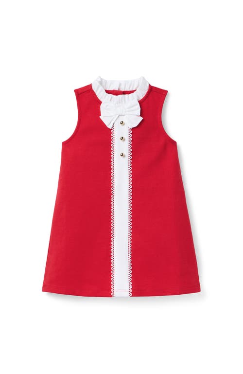Janie And Jack Lace Trim Ponte Dress In Red