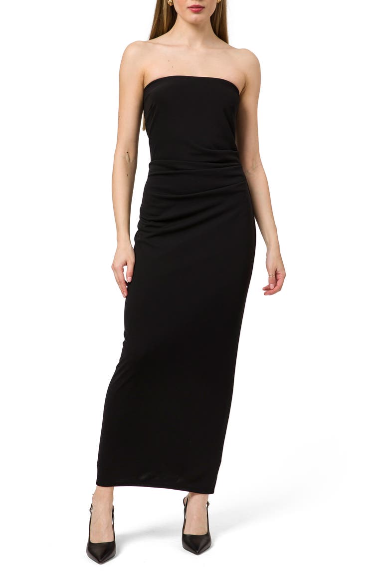 Strapless Knit Maxi Dress, Main, color, BLACK