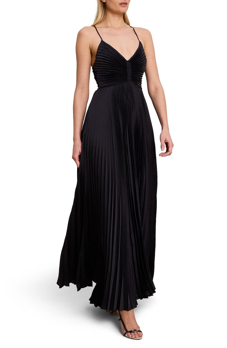A.L.C. Aries Pleated Cutout Maxi Dress, Alternate, color,