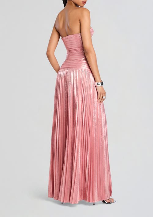 Retroféte Mallory Strapless Metallic Maxi Dress In Earl Rose