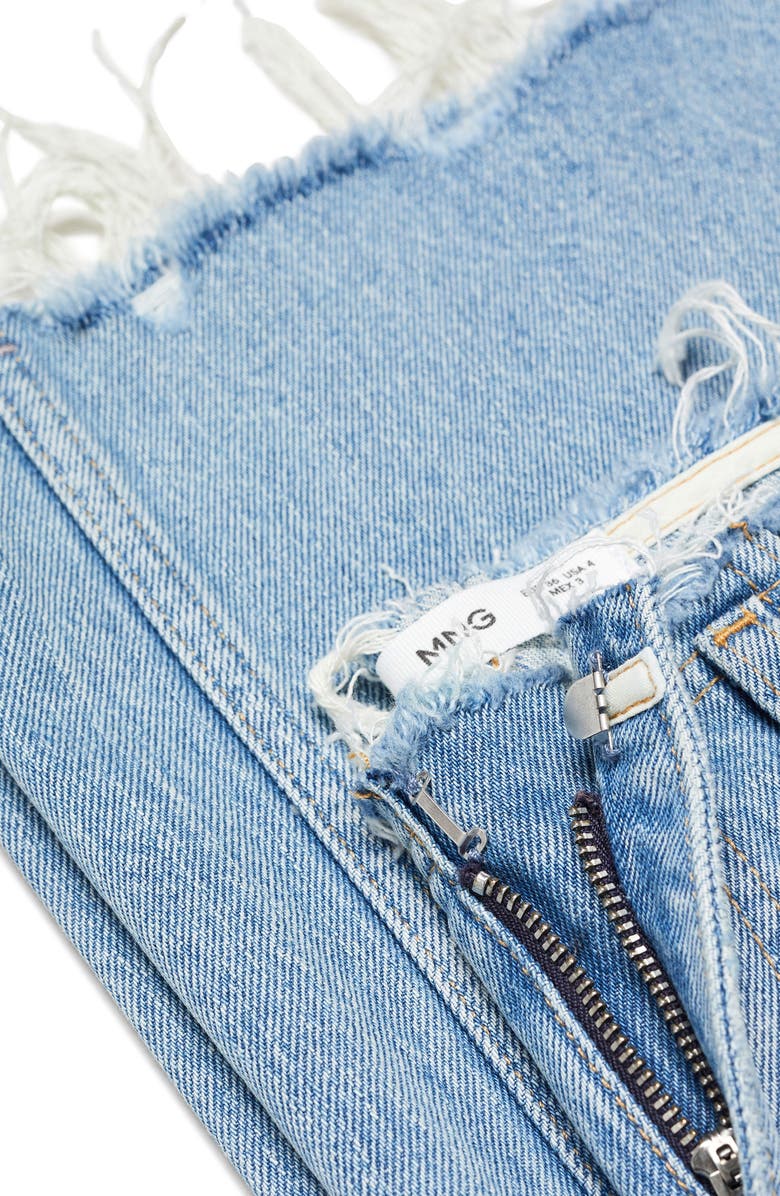 MANGO Amaia No Waistband Raw Hem Wide Leg Jeans, Alternate, color,