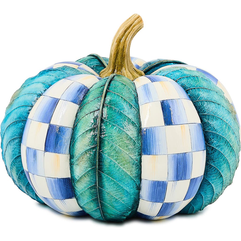 Mackenzie-childs Mackenzie Childs Royal Autumn Leaf Medium Pumpkin In Blue
