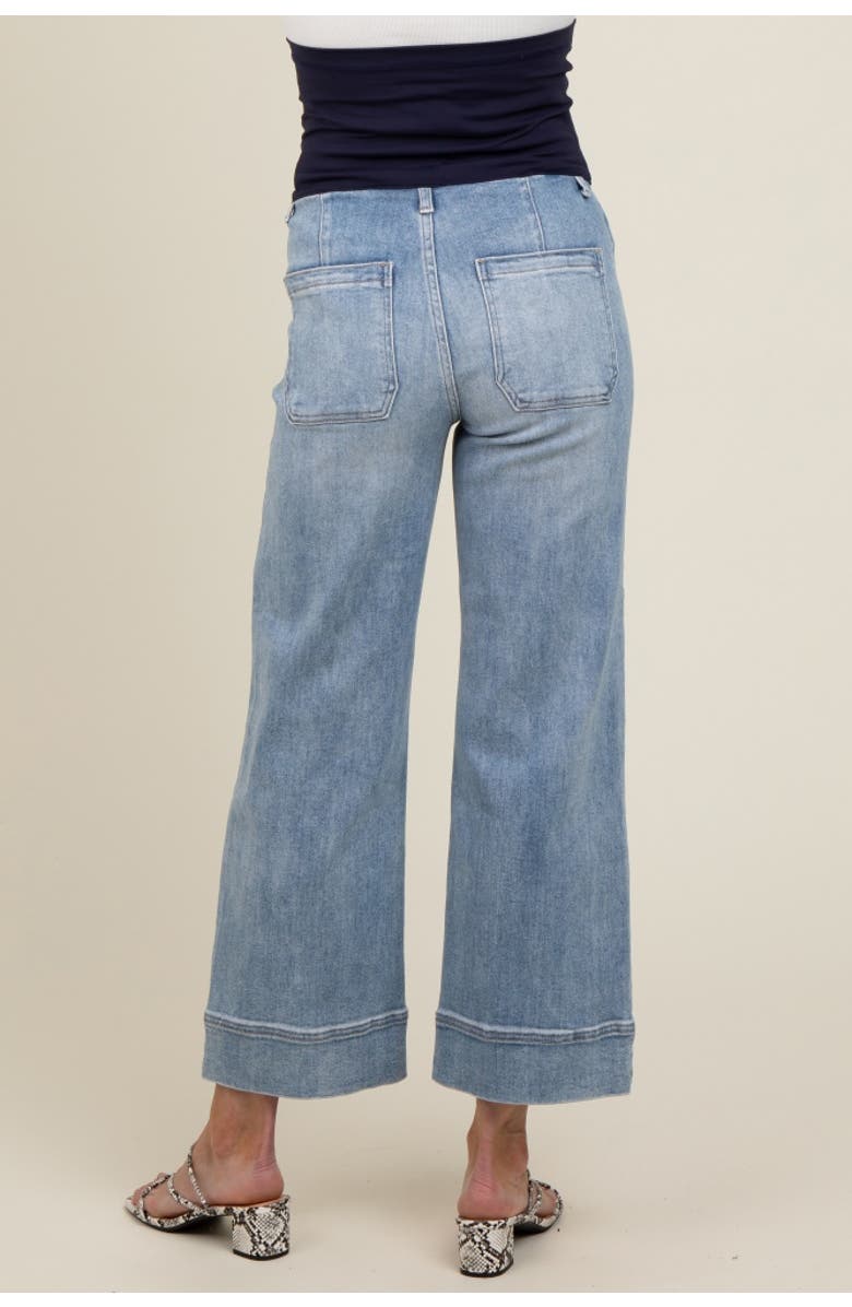 PinkBlush Cuffed Wide Leg Maternity Jeans, Alternate, color, Light Blue