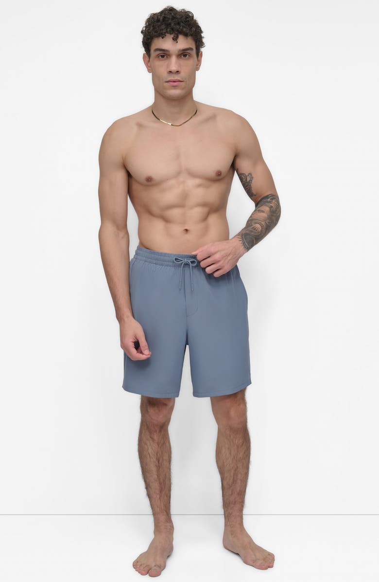 DKNY Core Volley Swim Trunks, Alternate, color, Dusty Blue