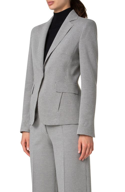 Akris Punto Micro Houndstooth Single Breasted Jersey Blazer In Cream-black