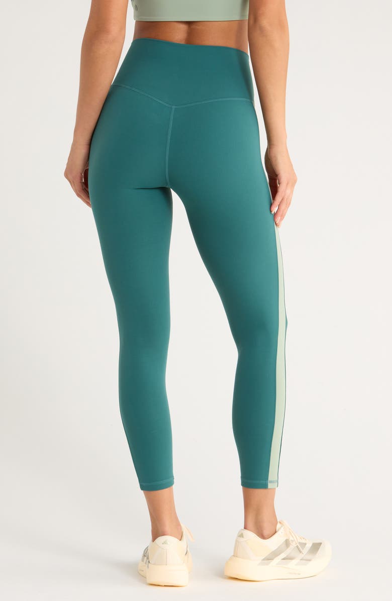 Zella Studio Luxe Colorblock High Waist 7/8 Leggings, Alternate, color, Teal Atlantic- Green