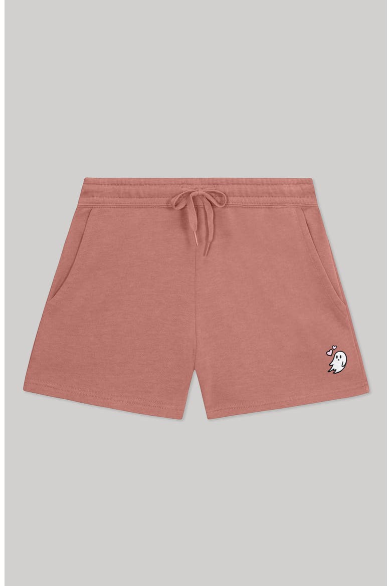 Womens Heartly Ghost Midweight Washed Fleece Shorts, Main, color, Dusty Rose