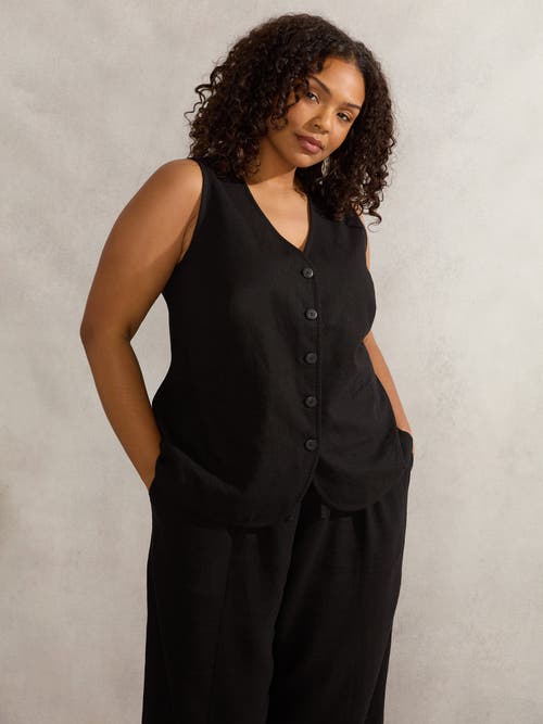 Live Unlimited Linen Waistcoat In Black