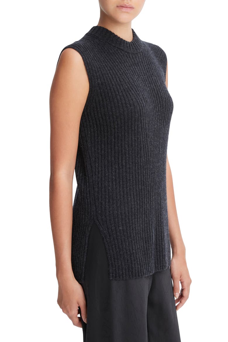 Wool & Cashmere Tunic Top, Alternate, color, HEATHER CHARCOAL
