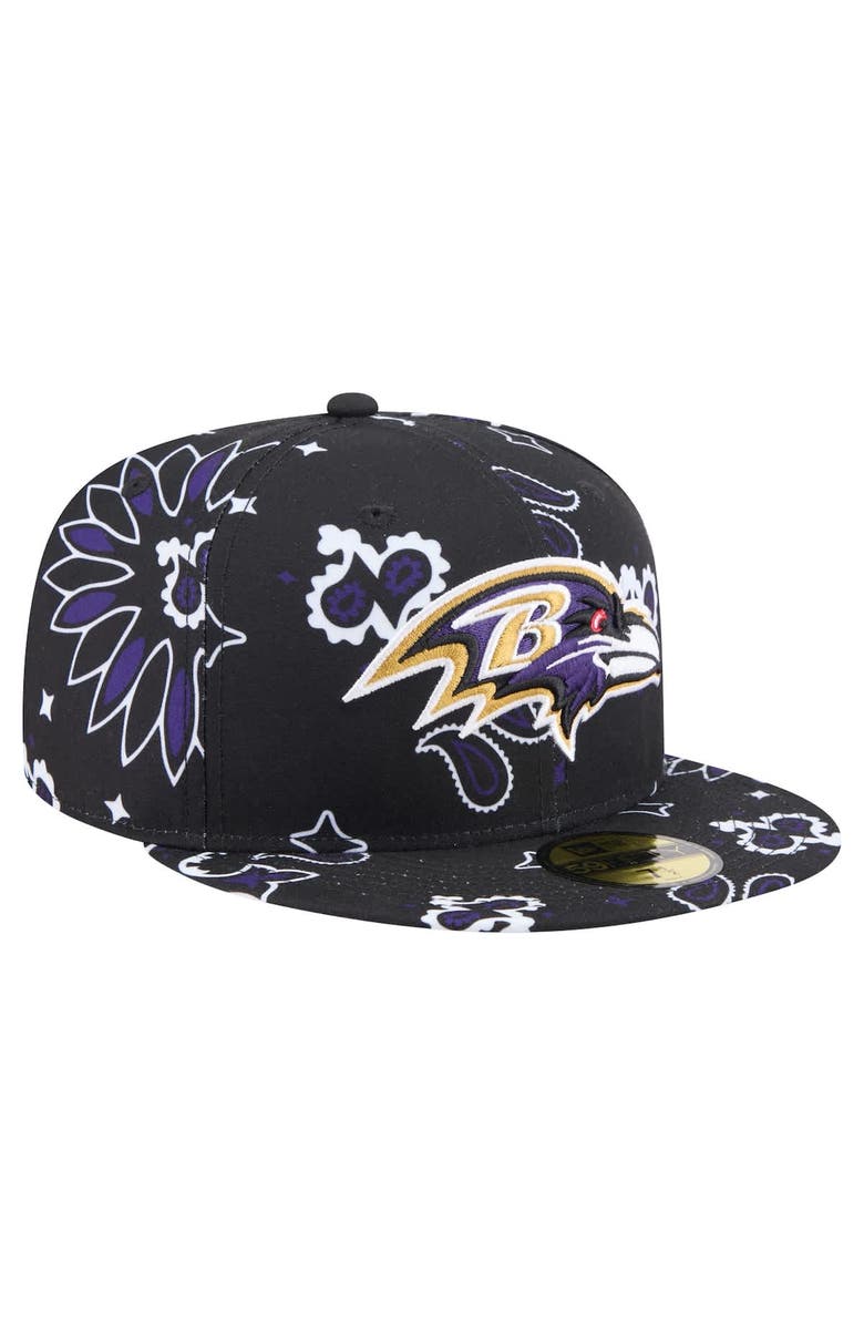 New Era Men's New Era Black Baltimore Ravens Paisley 59FIFTY Fitted Hat, Alternate, color,