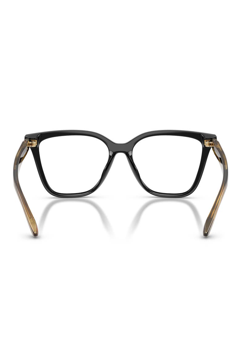 52mm Cat Eye Optical Glasses, Alternate, color, SHINY BLACK / BROWN / CLEAR