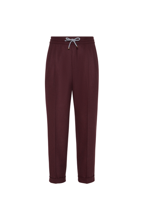 Trousers with double pleats and drawstring