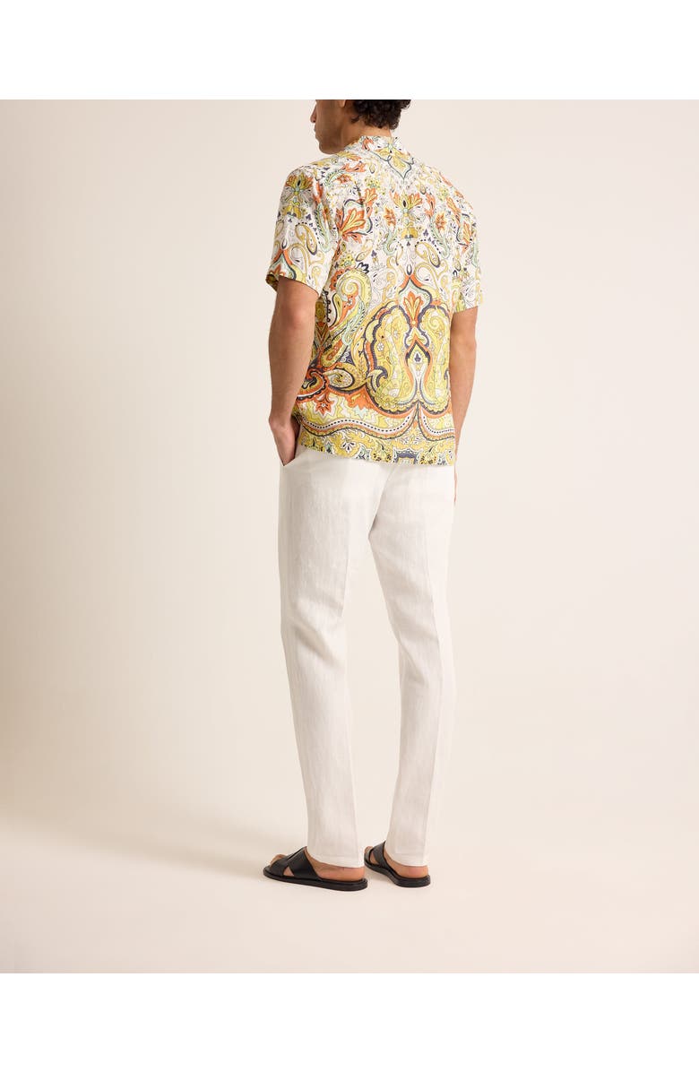 Orlebar Brown Maitan Linen Relaxed Fit Linen Fairground Shirt, Alternate, color, Multi/Vermillion